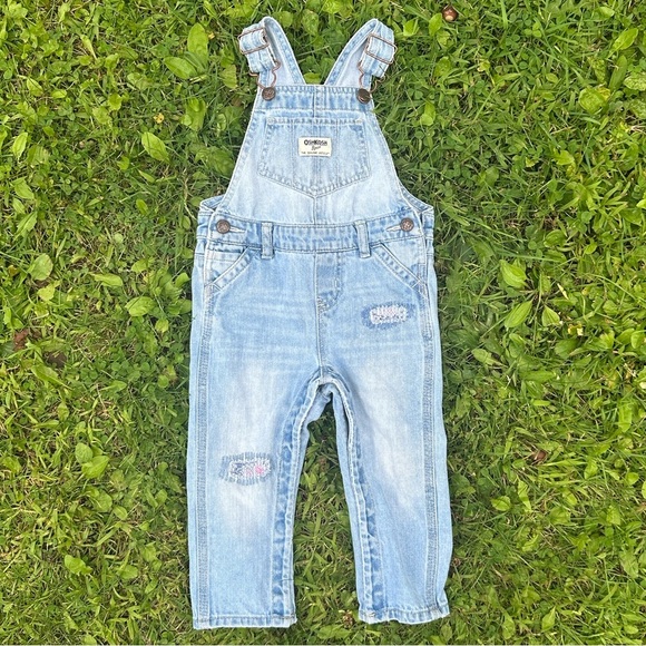 Vintage Oshkosh B’Gosh Toddler Girls Vestbak Denim Bibs Overalls Size 18M Cotton - Picture 8 of 8